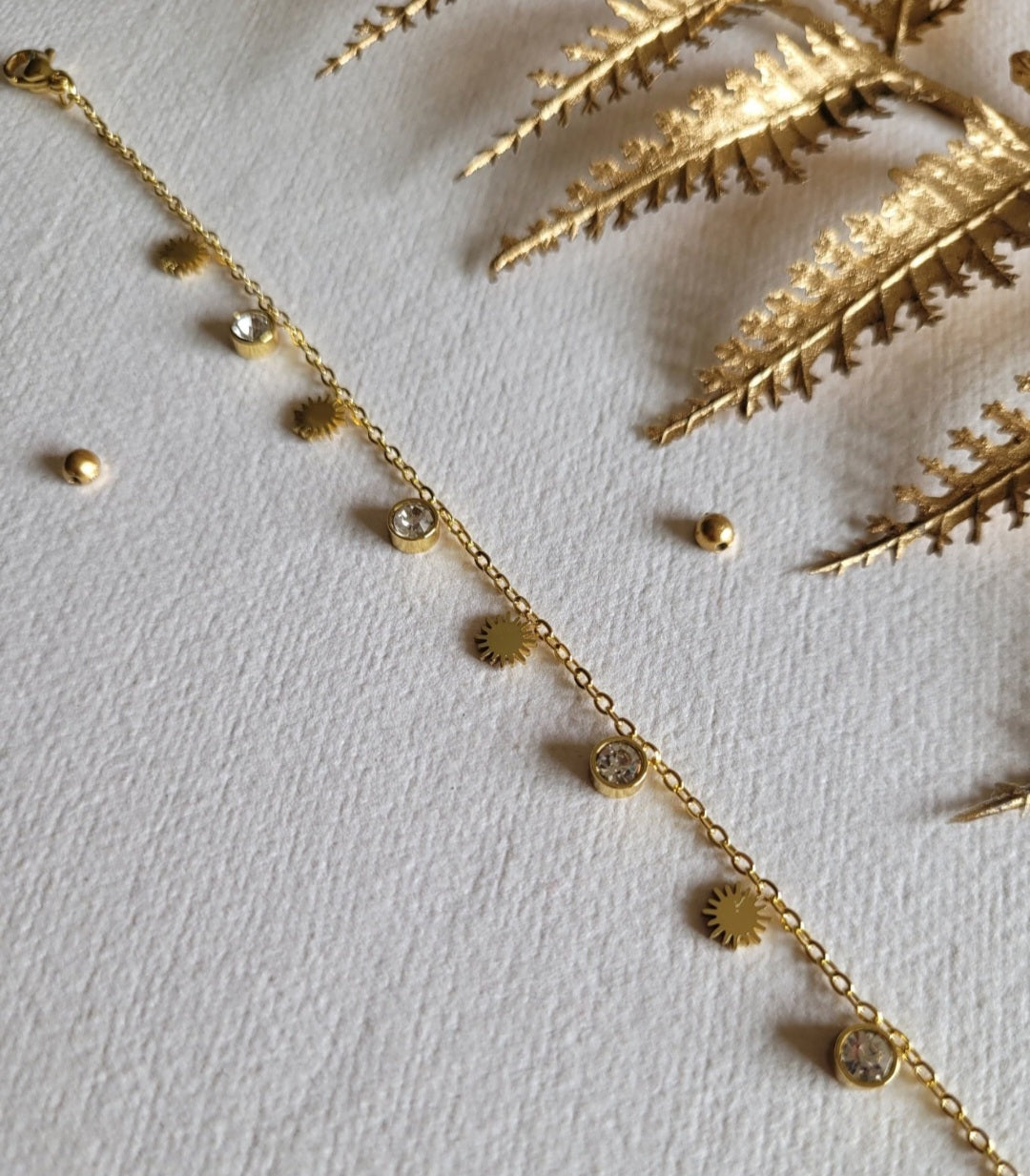 Gold Sun Crystal Bracelet | Anti Tarnish - Stainless Steel