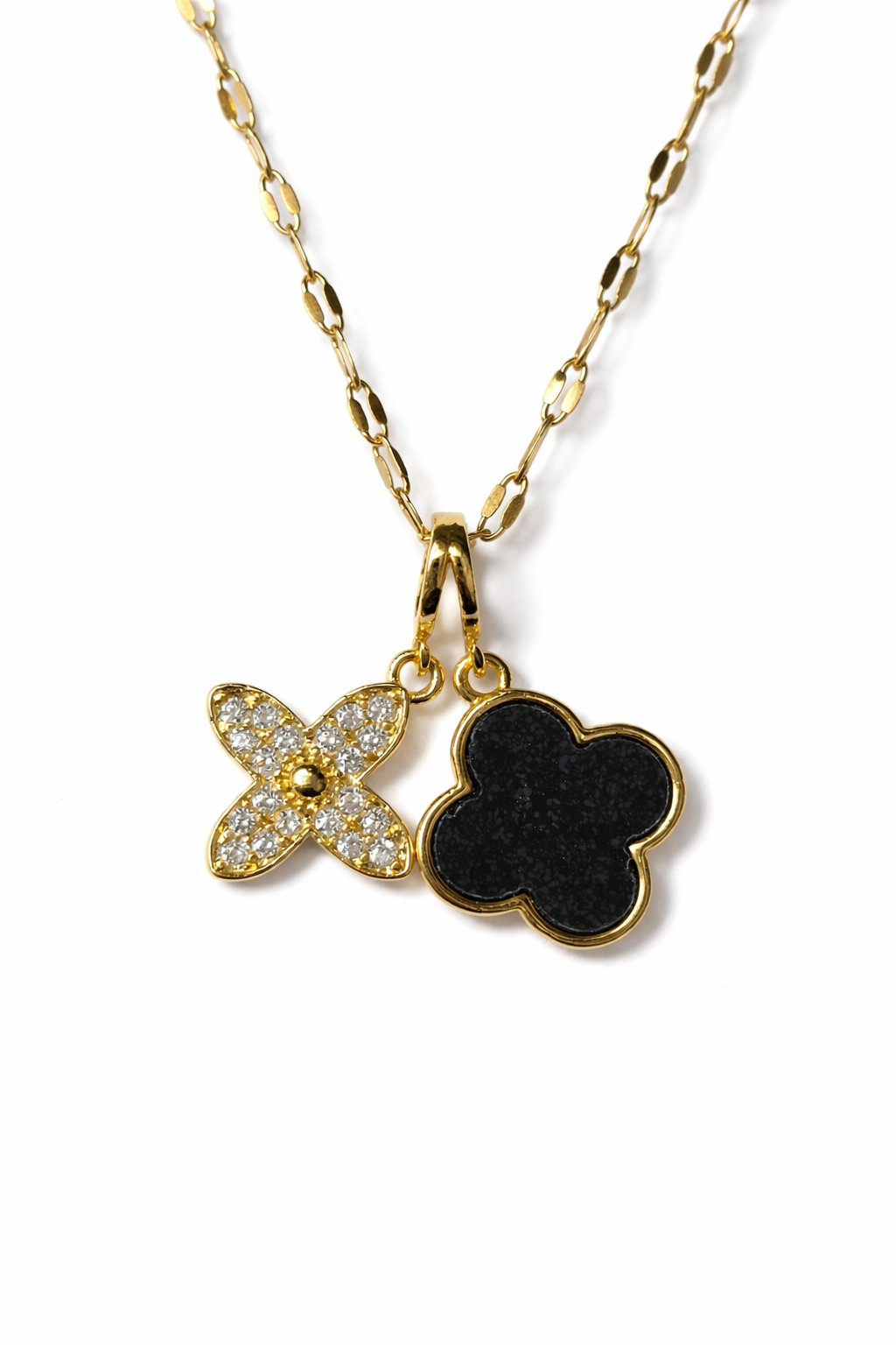 Gold Dual Clover Charm Necklace for Women | Anti Tarnish - Stainless Steel