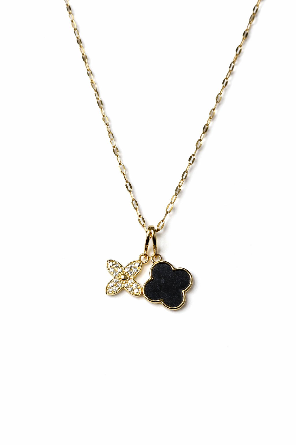 Gold Dual Clover Charm Necklace for Women | Anti Tarnish - Stainless Steel