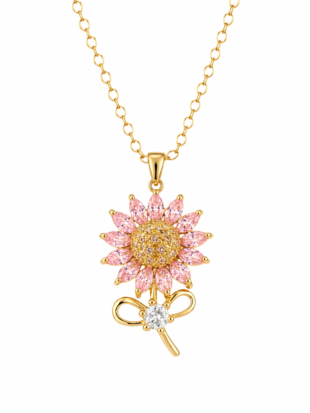 Pink Sunflower Pendant Necklace | Anti Tarnish - Stainless Steel