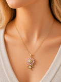 Pink Sunflower Pendant Necklace | Anti Tarnish - Stainless Steel