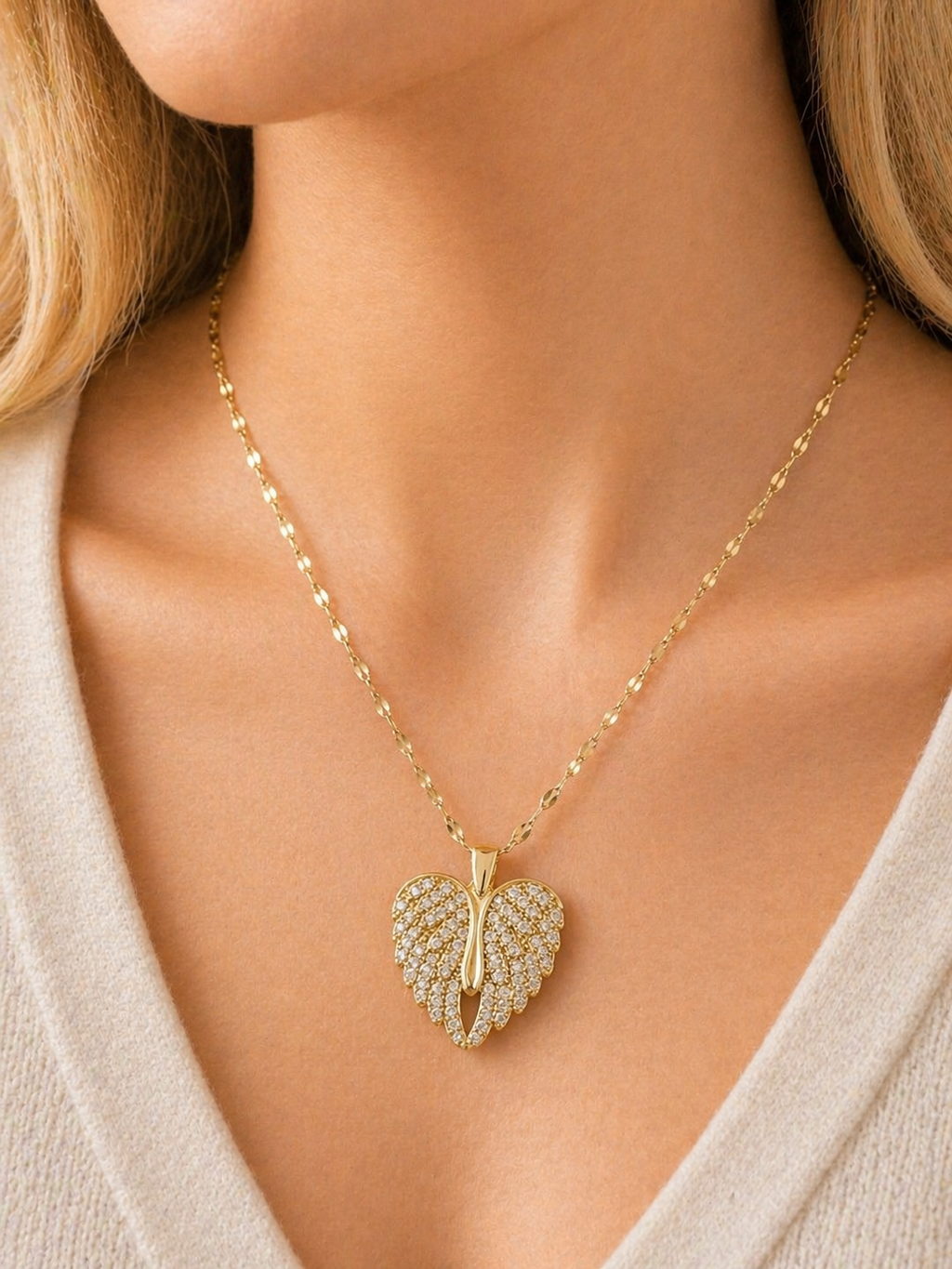 Angel Wing Heart Necklace | Anti Tarnish - Stainless Steel