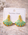 Gold Mint Shell Stud Earrings | Anti Tarnish - Stainless Steel