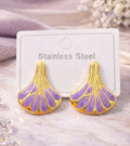 Gold Lavender Shell Stud Earrings | Anti Tarnish - Stainless Steel