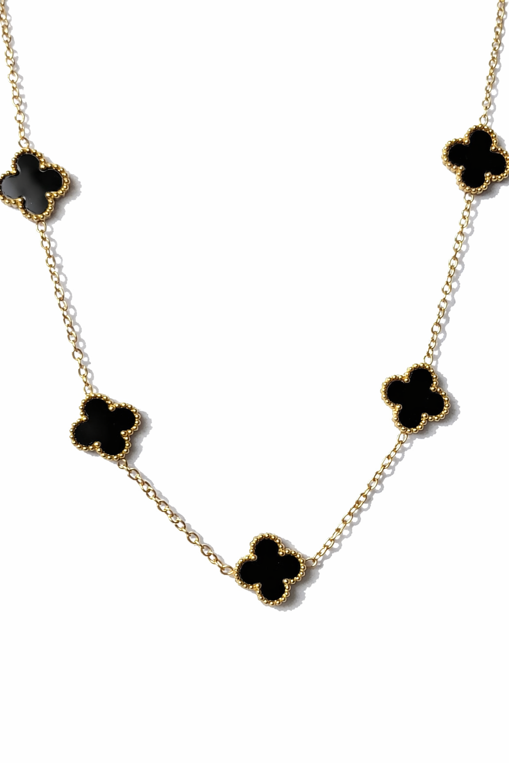 Gold Black Clover Chain Necklace for Women | Anti Tarnish - Stainless Steel