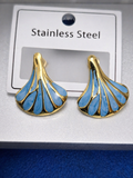 Gold Blue Shell Stud Earrings | Anti Tarnish - Stainless Steel
