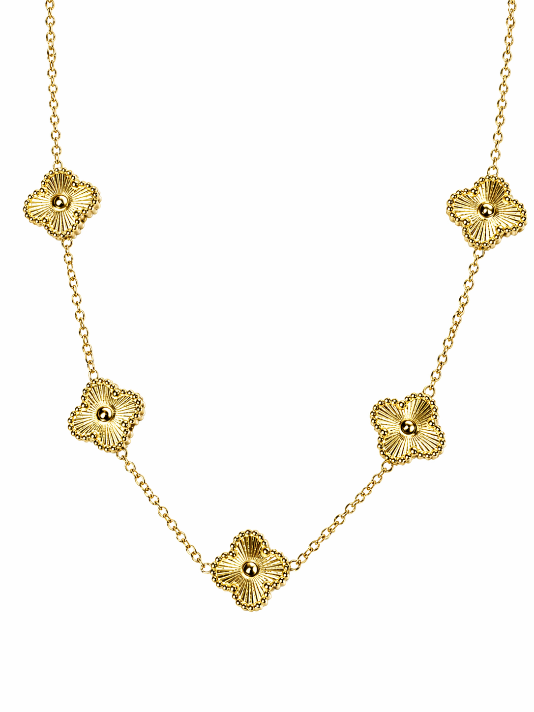 Gold Clover Motif Necklace | Anti Tarnish - Stainless Steel