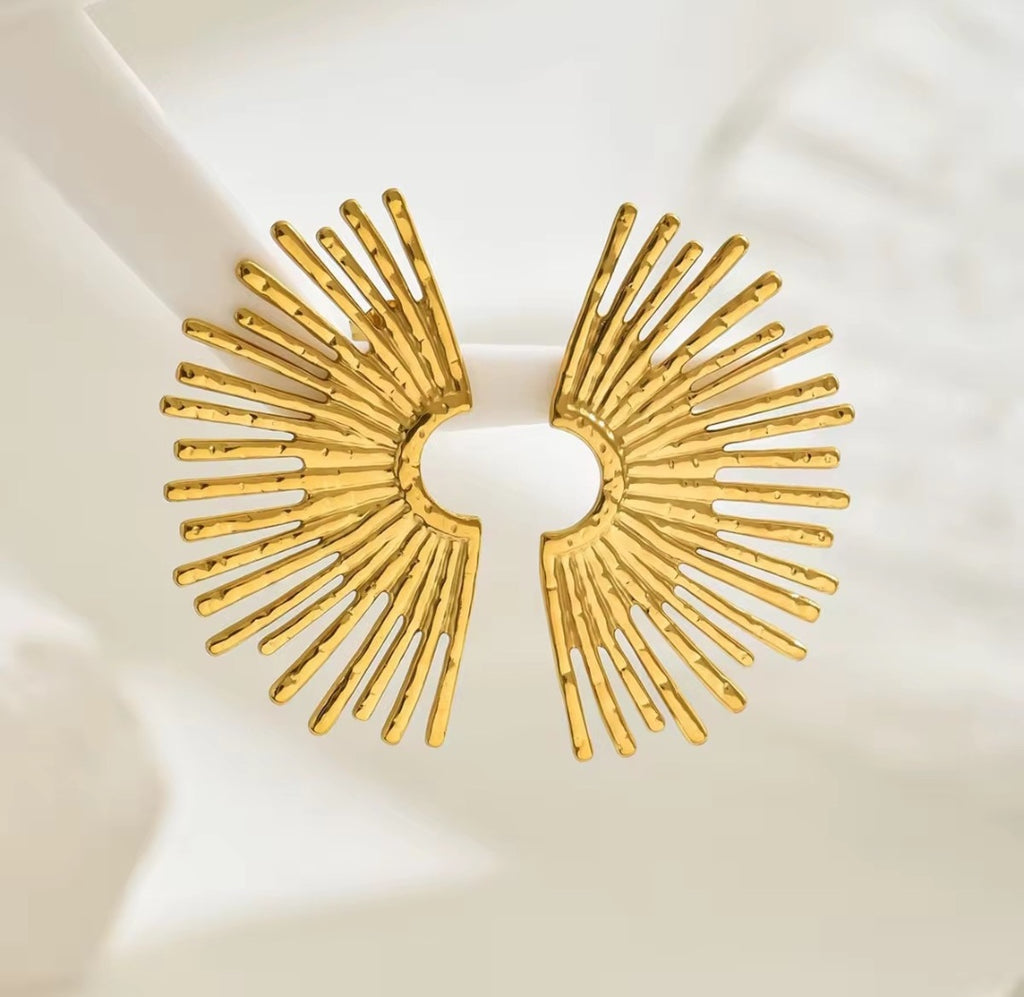 Gold Sunburst Statement Earrings | Anti Tarnish - Stainless Steel