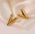 Gold V Shape Statement Stud Earrings | Anti Tarnish - Stainless Steel