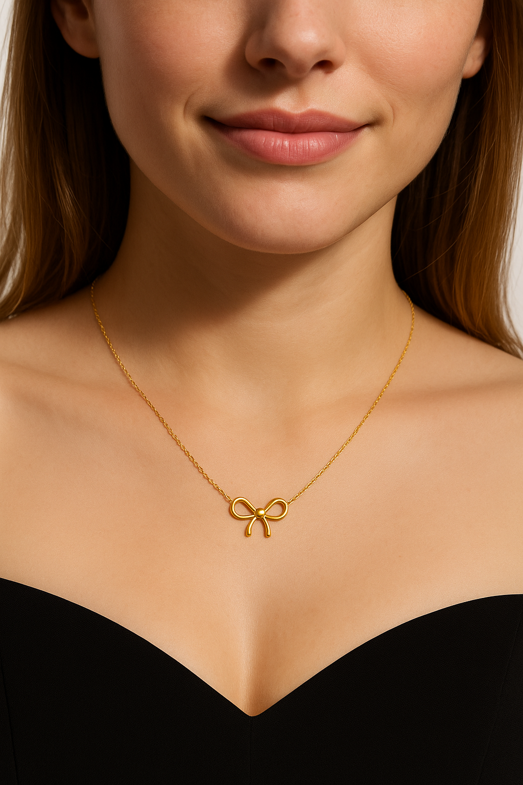 Golden Bow Pendant Necklace | Anti Tarnish | Stainless Steel