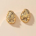 Gold Textured Wave Stud Earrings | Anti Tarnish - Stainless Steel