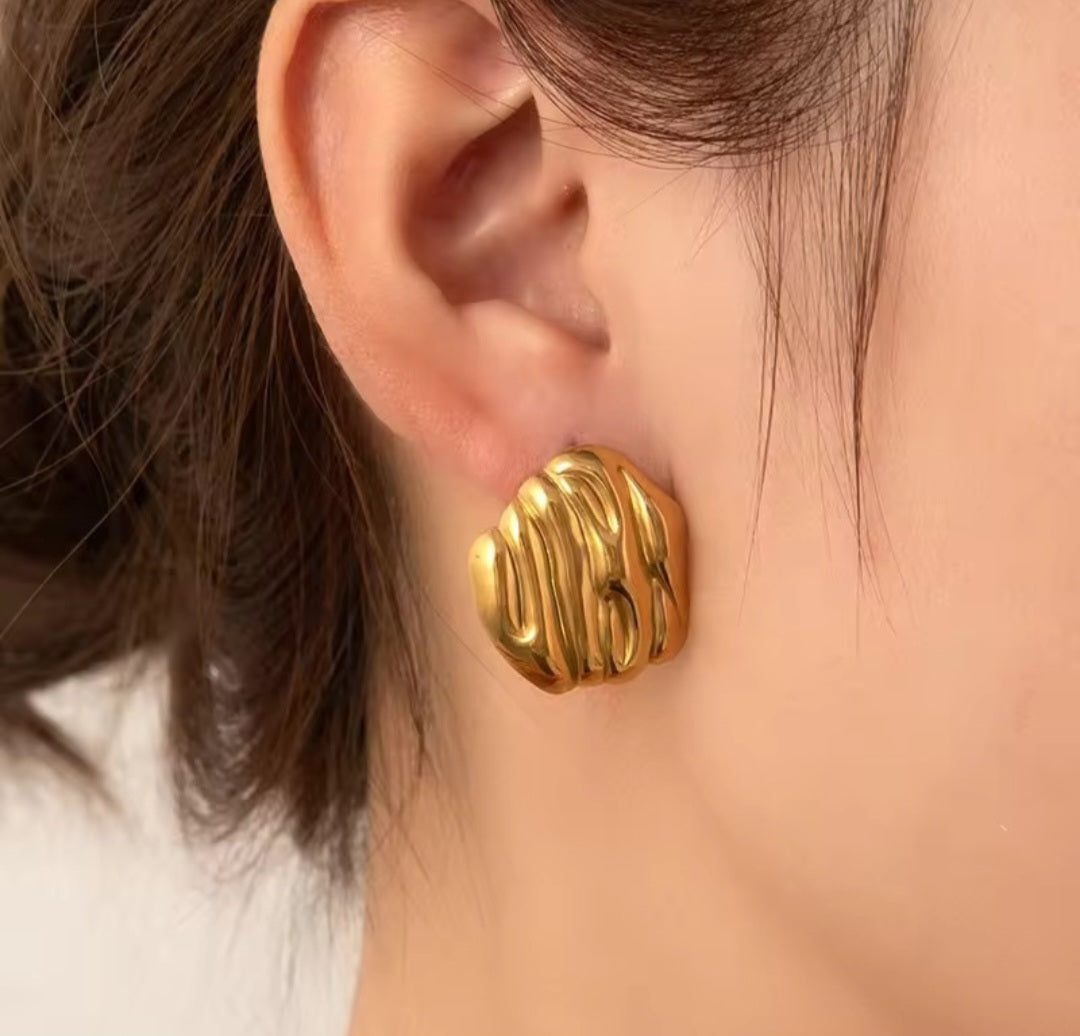 Gold Chunky Dome Stud Earrings | Anti Tarnish - Stainless Steel