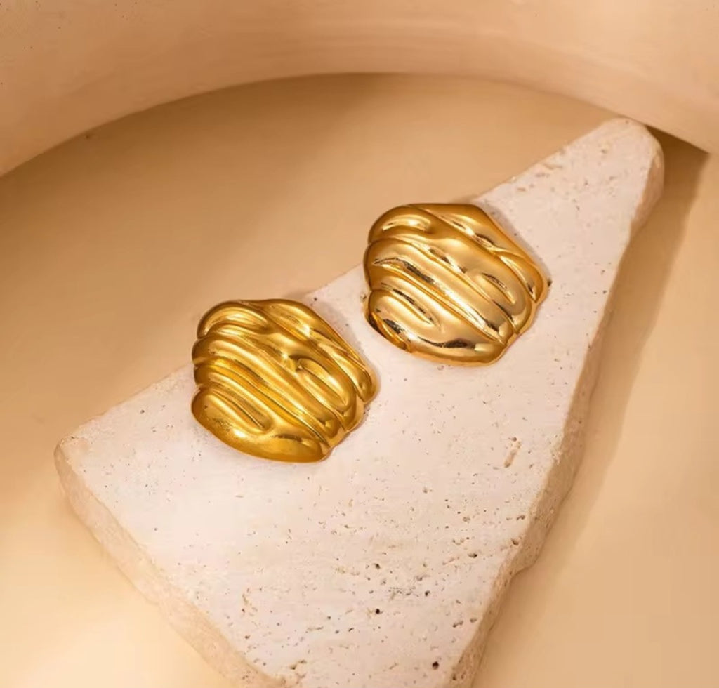 Gold Chunky Dome Stud Earrings | Anti Tarnish - Stainless Steel