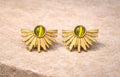 Gold Sunburst Green Stone Stud Earrings | Anti Tarnish - Stainless Steel