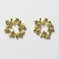 Elegant Pearl & Crystal Wreath Earrings | Korean Designer Jewellery