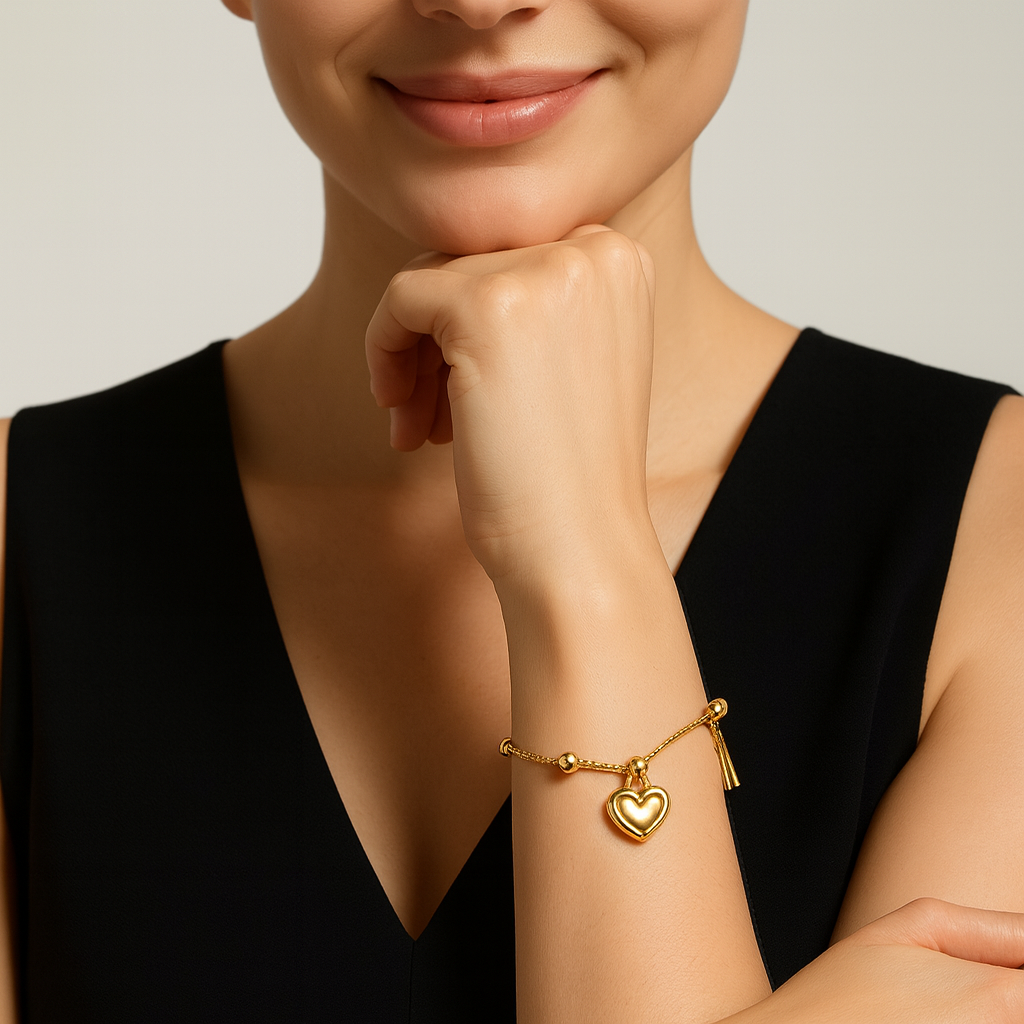 ✨ Golden Heart Charm Bracelet ✨ | Anti Tarnish | Stainless Steel