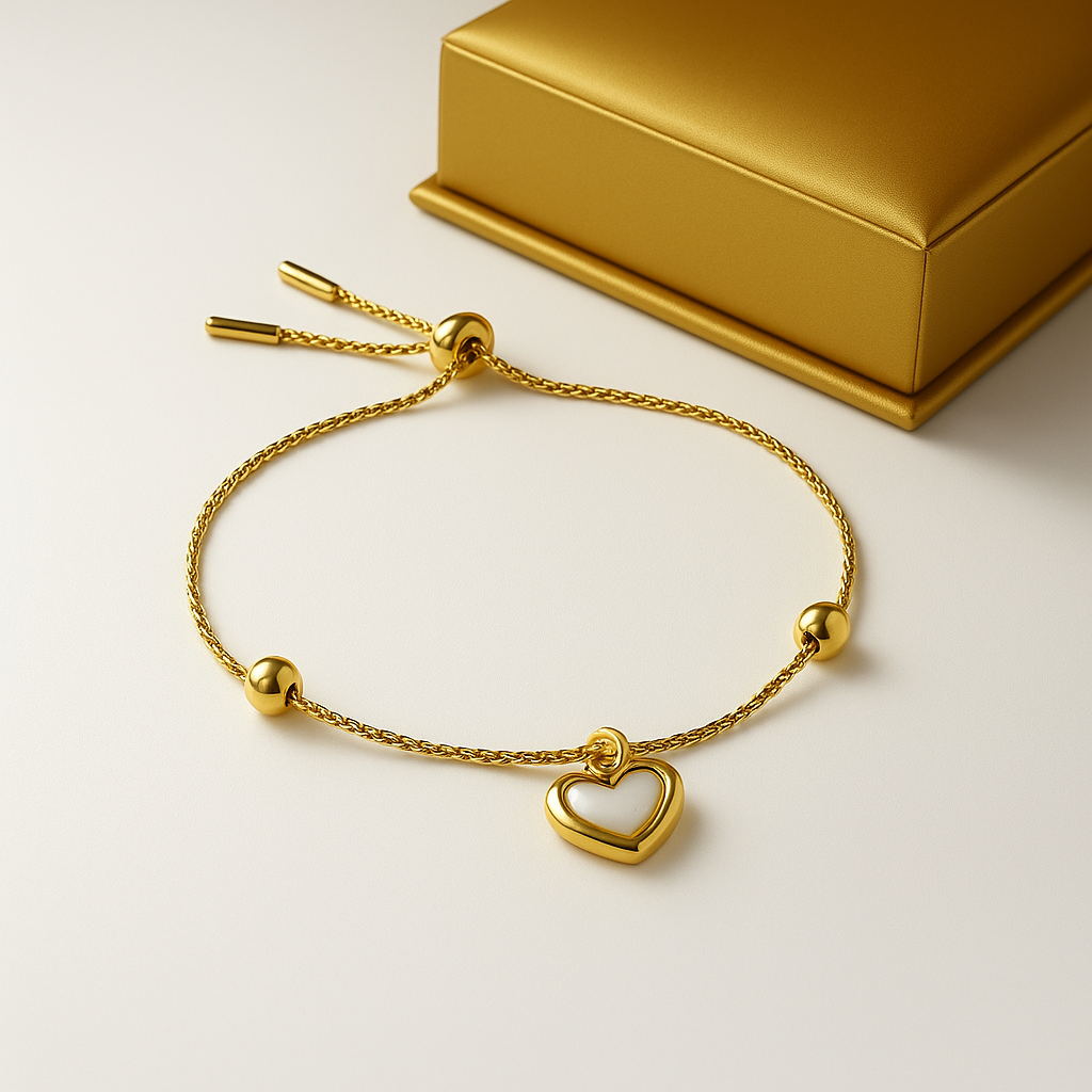 ✨ Golden Heart Charm Bracelet ✨ | Anti Tarnish | Stainless Steel