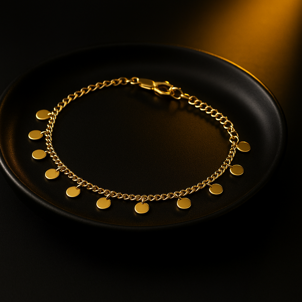 ✨ Golden Disc Charm Bracelet ✨ | Anti Tarnish | Stainless Steel