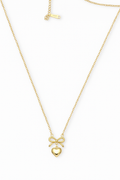 Golden Bow & Heart Pendant Necklace | Anti Tarnish | Stainless Steel