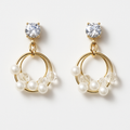 Pearl & Crystal Hoop Drop Earrings | Korean Designer Jewellery