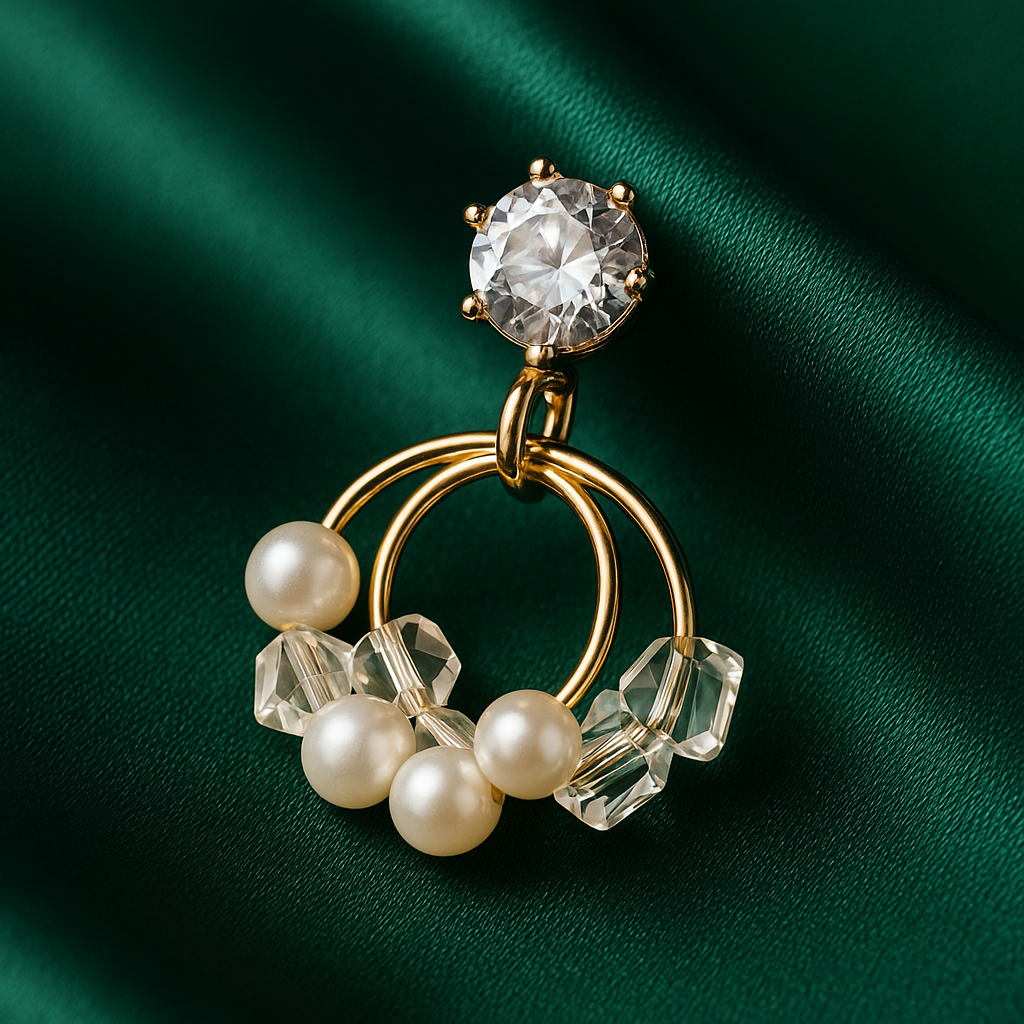 Pearl & Crystal Hoop Drop Earrings | Korean Designer Jewellery