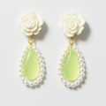 Floral Pearl Drop Statement Earrings | Korean Designer Jewellery