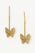 Golden Butterfly Chain Drop Earrings | Korean Designer Jewellery