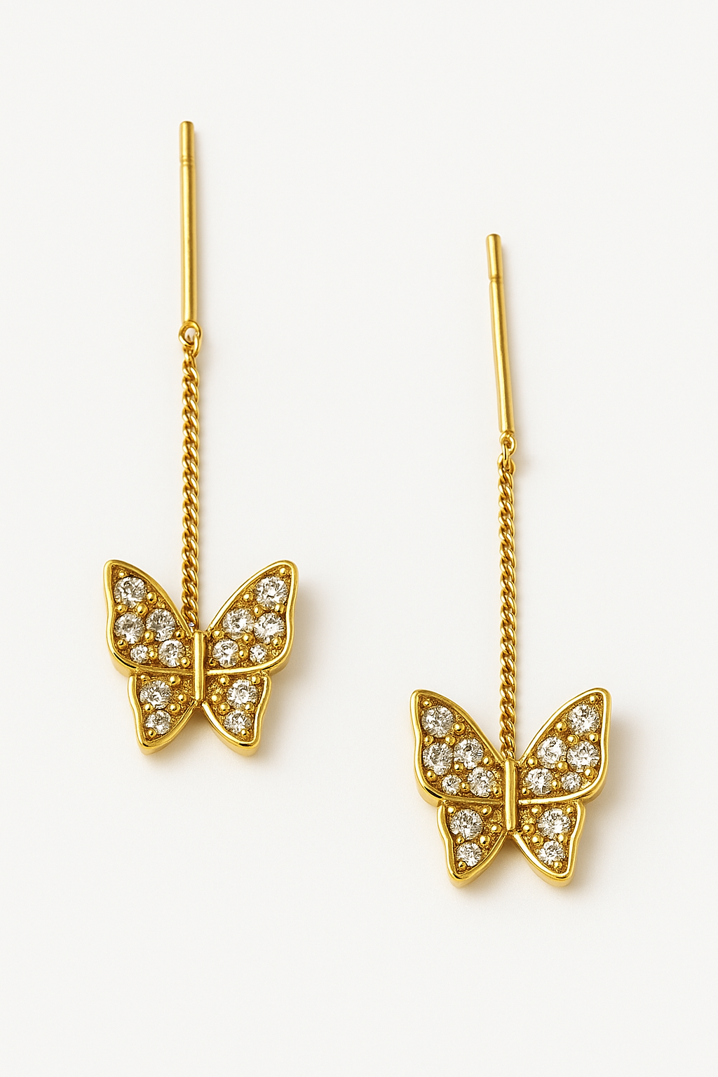 Golden Butterfly Chain Drop Earrings | Korean Designer Jewellery