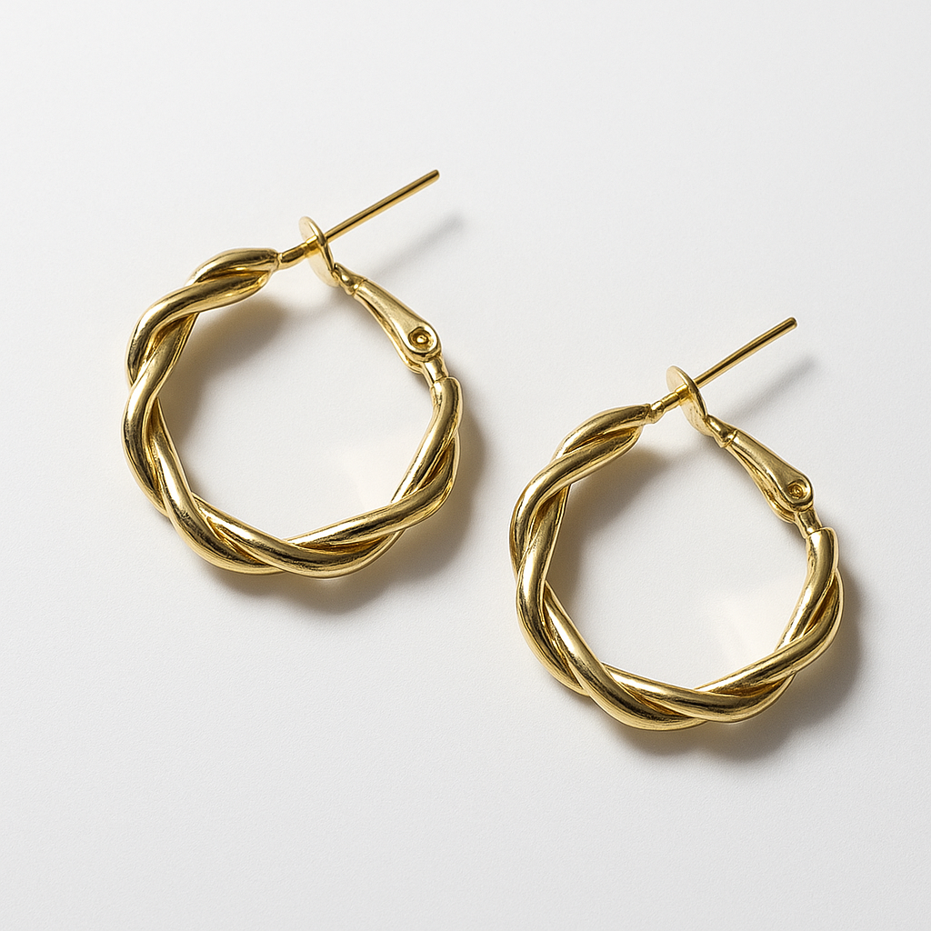 Twisted Gold Hoop Earrings | Korean Designer Jewellery