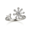 Rotating Crystal Bloom Adjustable Ring – Elegant Designer Jewellery for Women
