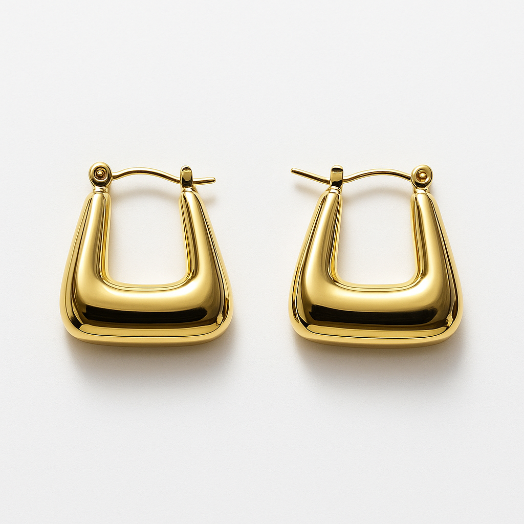Bold Gold-Tone Modern Hoop Earrings | Anti Tarnish | Stainless Steel