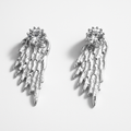 Silver Angel Wing Crystal Stud Earrings | Korean Designer Jewellery