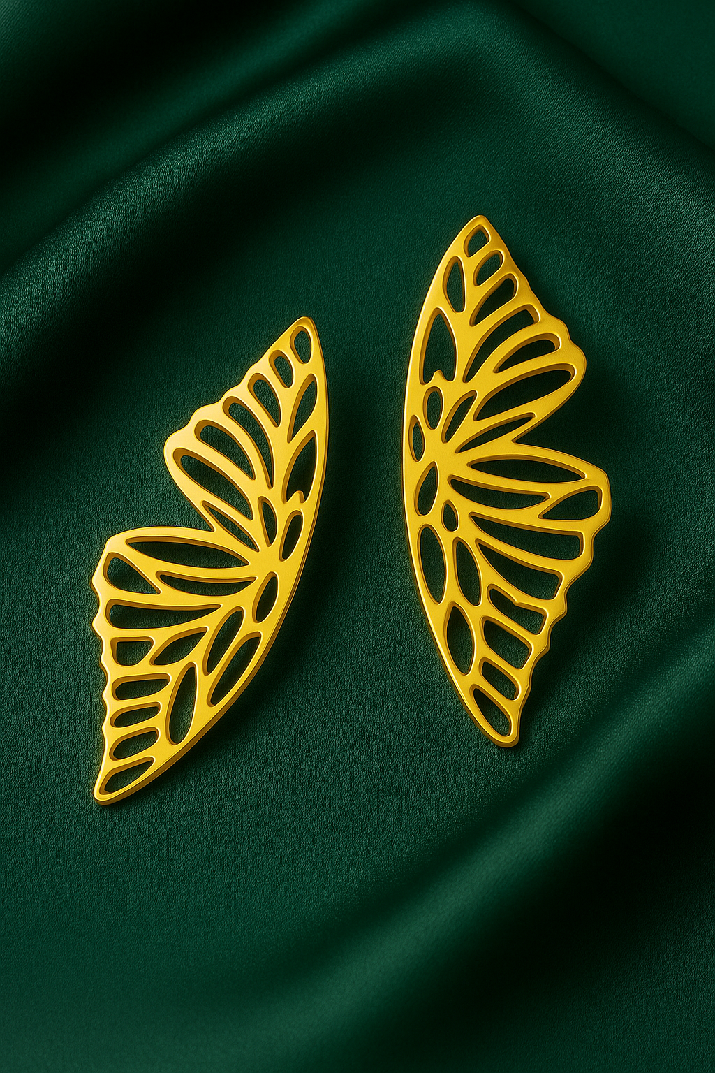 Golden Butterfly Wing Statement Earrings | Korean Designer Jewellery