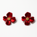 Red Floral Statement Earrings | Korean Designer Jewellery