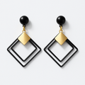 Black & Gold Geometric Drop Earrings | Korean Designer Jewellery