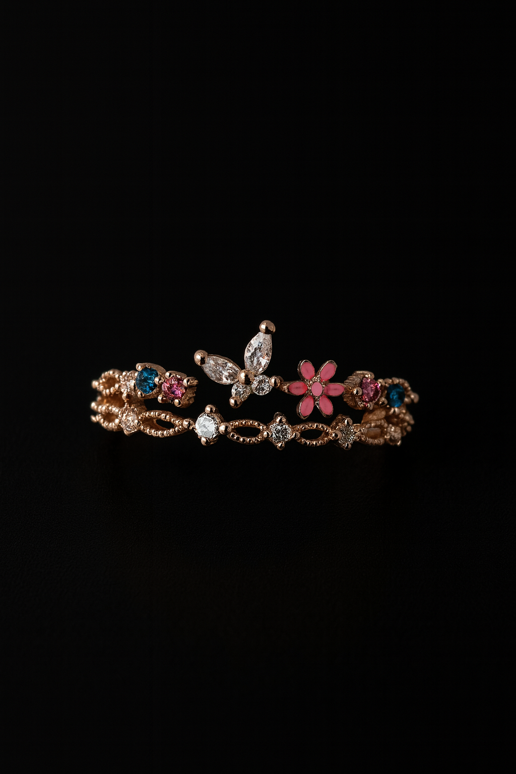 Floral Garden Crystal Ring | Korean Designer Jewellery
