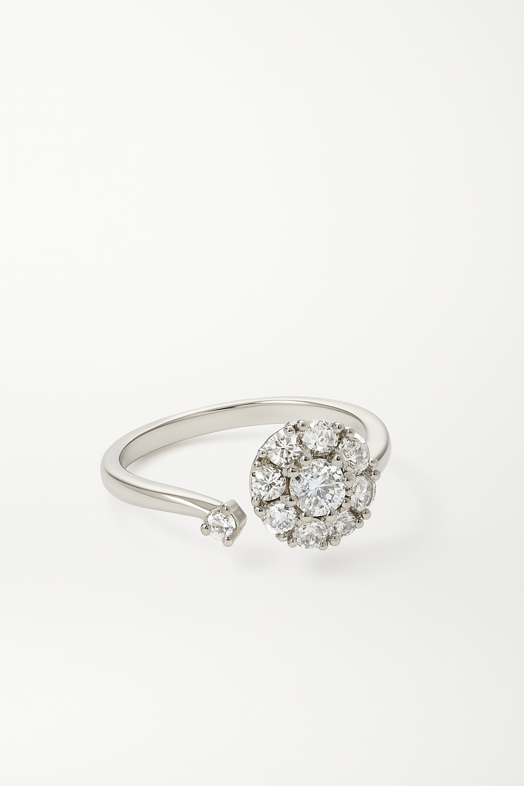 Elegant Silver Halo Spinner Ring with Rotating Crystal Cluster