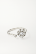 Elegant Silver Halo Spinner Ring with Rotating Crystal Cluster