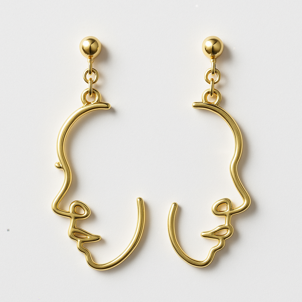 Abstract Face Outline Drop Earrings | Korean Designer Jewellery