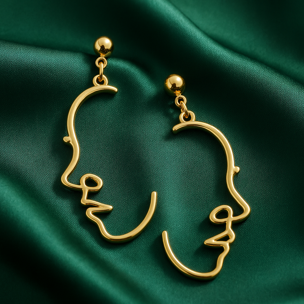 Abstract Face Outline Drop Earrings | Korean Designer Jewellery