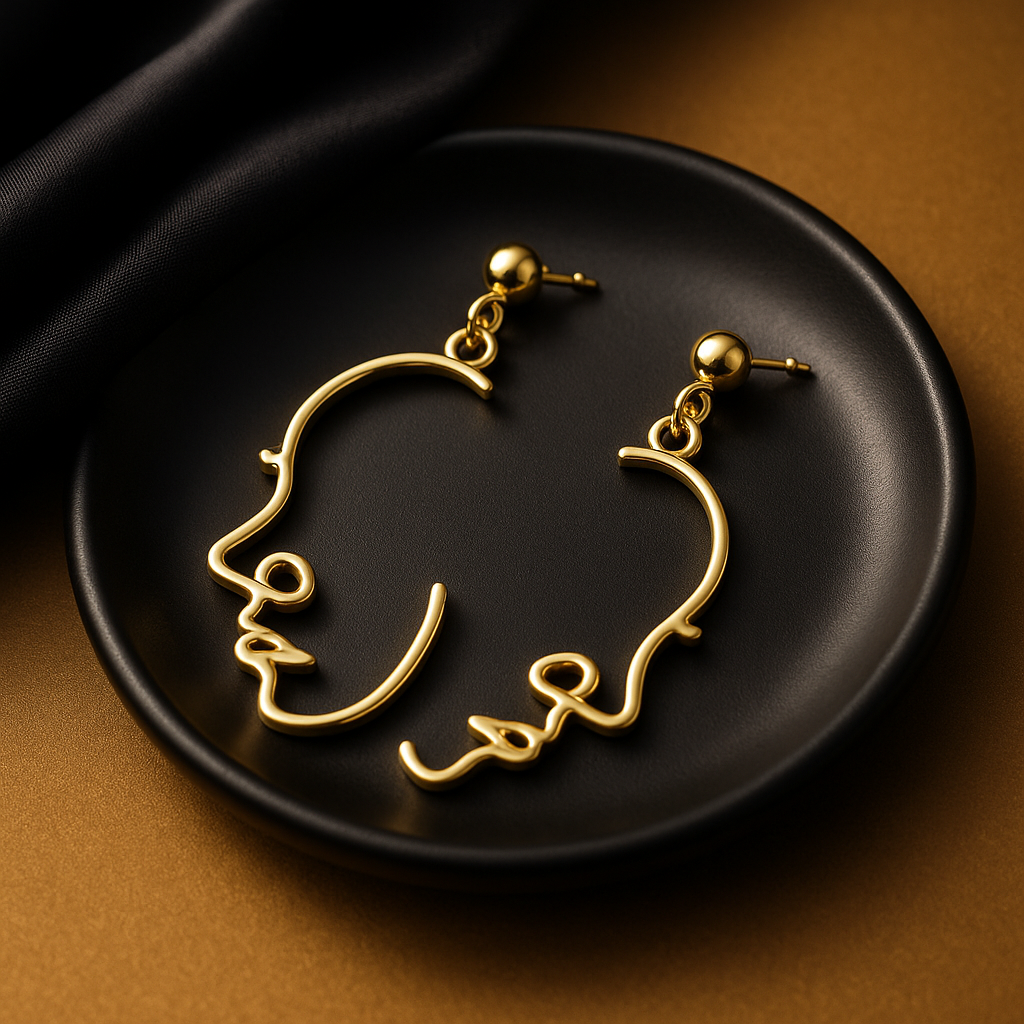 Abstract Face Outline Drop Earrings | Korean Designer Jewellery