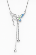 Elegant Butterfly Pendant Necklace with Dangling Chains | Korean Designer Jewellery
