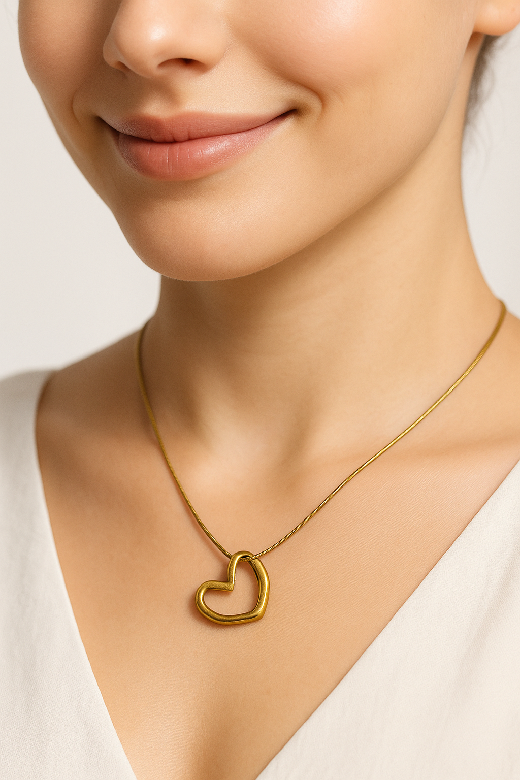 Elegant Open Heart Pendant Necklace | Anti Tarnish | Stainless Steel