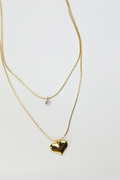 Layered Heart & Crystal Pendant Necklace | Anti Tarnish | Stainless Steel