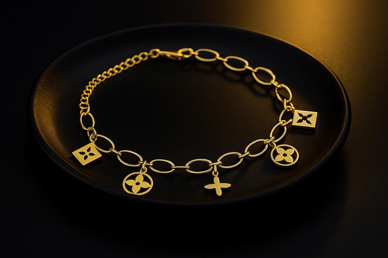 Golden Charm Link Bracelet | Anti Tarnish | Stainless Steel