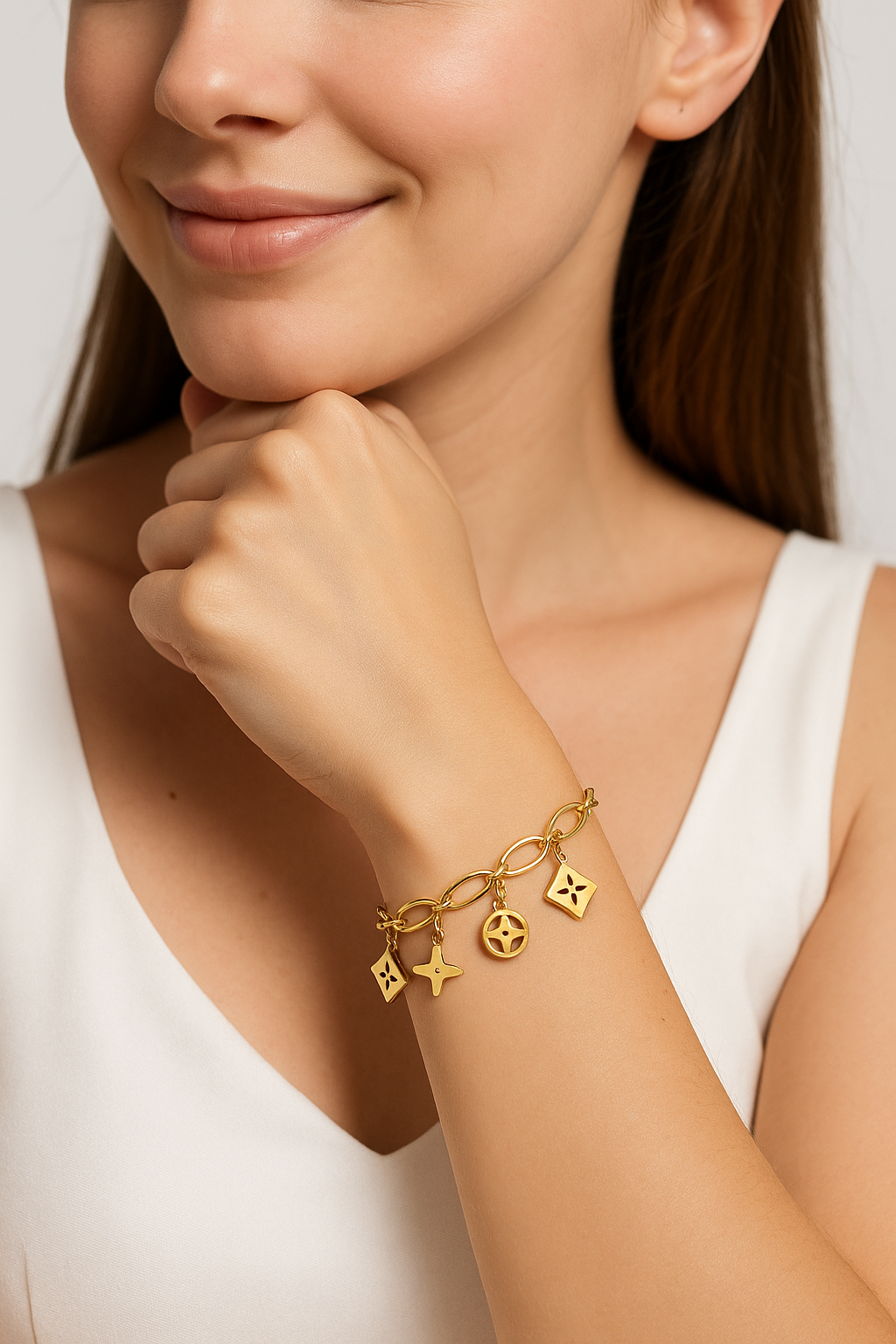 Golden Charm Link Bracelet | Anti Tarnish | Stainless Steel