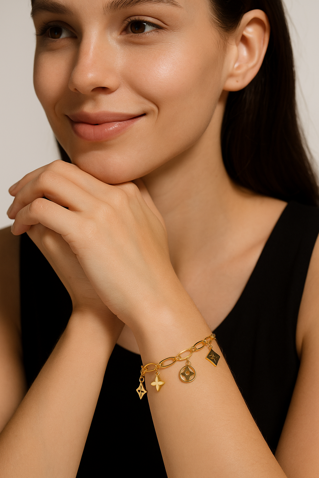 Golden Charm Link Bracelet | Anti Tarnish | Stainless Steel