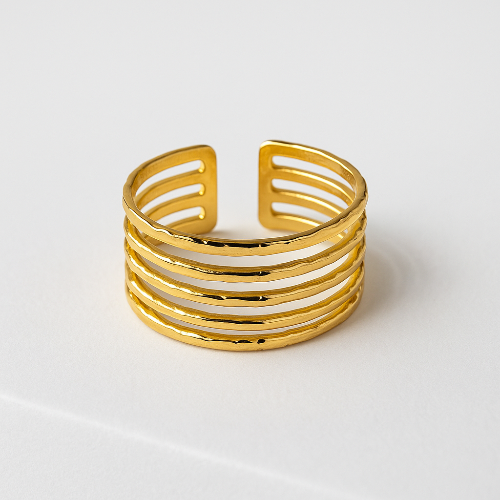 Bold Multi-Layered Gold Statement Ring for Women | Anti Tarnish | Stainless Steel