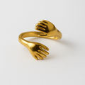 Golden Hand Embrace Adjustable Ring for Women | Anti Tarnish | Stainless Steel