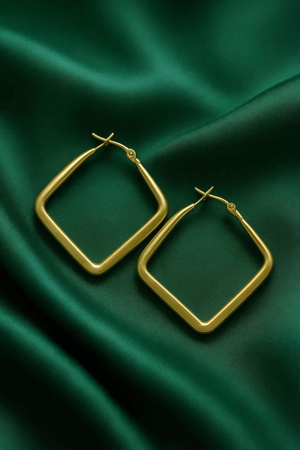 Geometric Gold Square Hoop Earrings | Korean Designer Jewellery